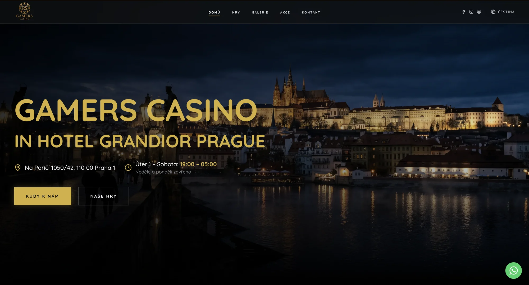 Úvodní stránka webu Gamers Casino