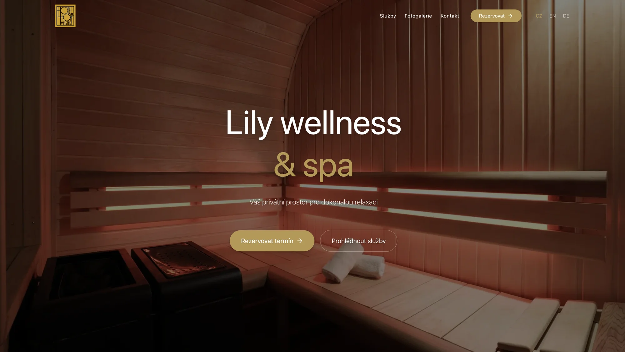 Úvodní stránka webu Lily Wellness & Spa